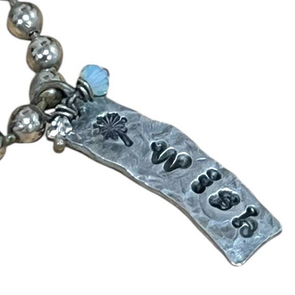 Sterling Silver Hammered Hand Stamped “Wish” Necklace - Picture 3 of 9